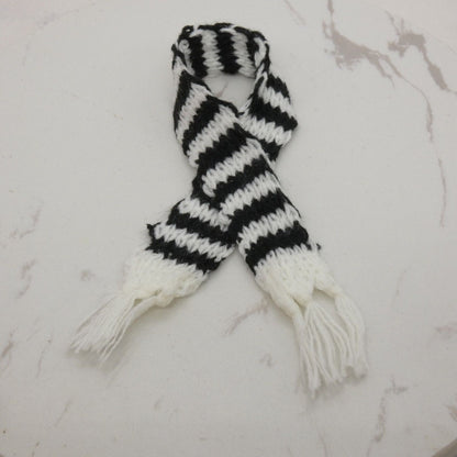 Scarf For Integrity Toys Barbie Size Doll Black White Stripe Fringe Knitted FR