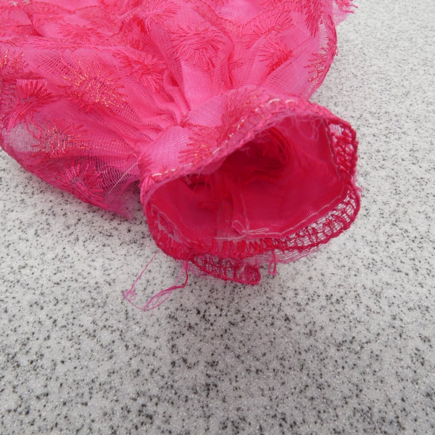 Barbie Doll Size Dress Pink Gown Strapless Sweetheart Scalloped Tulle Accents