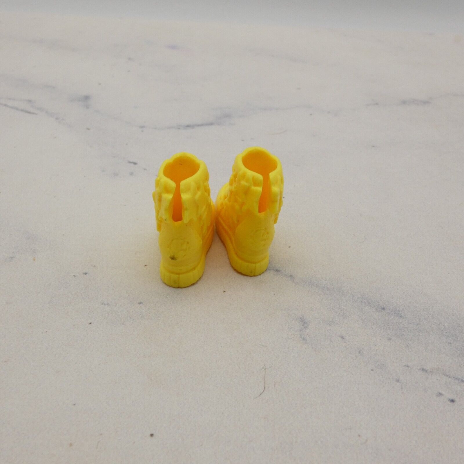 Barbie Doll Shoes Yellow High Top Sneakers Stars Laces For Heel Feet OR MTM