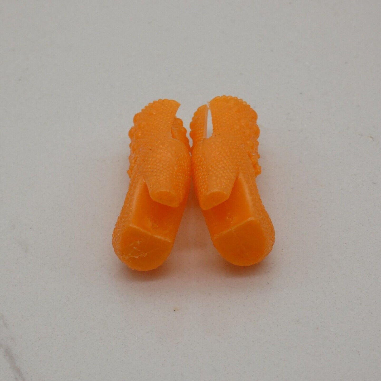 Barbie Doll Size Shoes High Heel Orange Tall Ankle Strap Closed Toe Texture