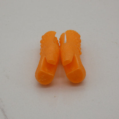 Barbie Doll Size Shoes High Heel Orange Tall Ankle Strap Closed Toe Texture