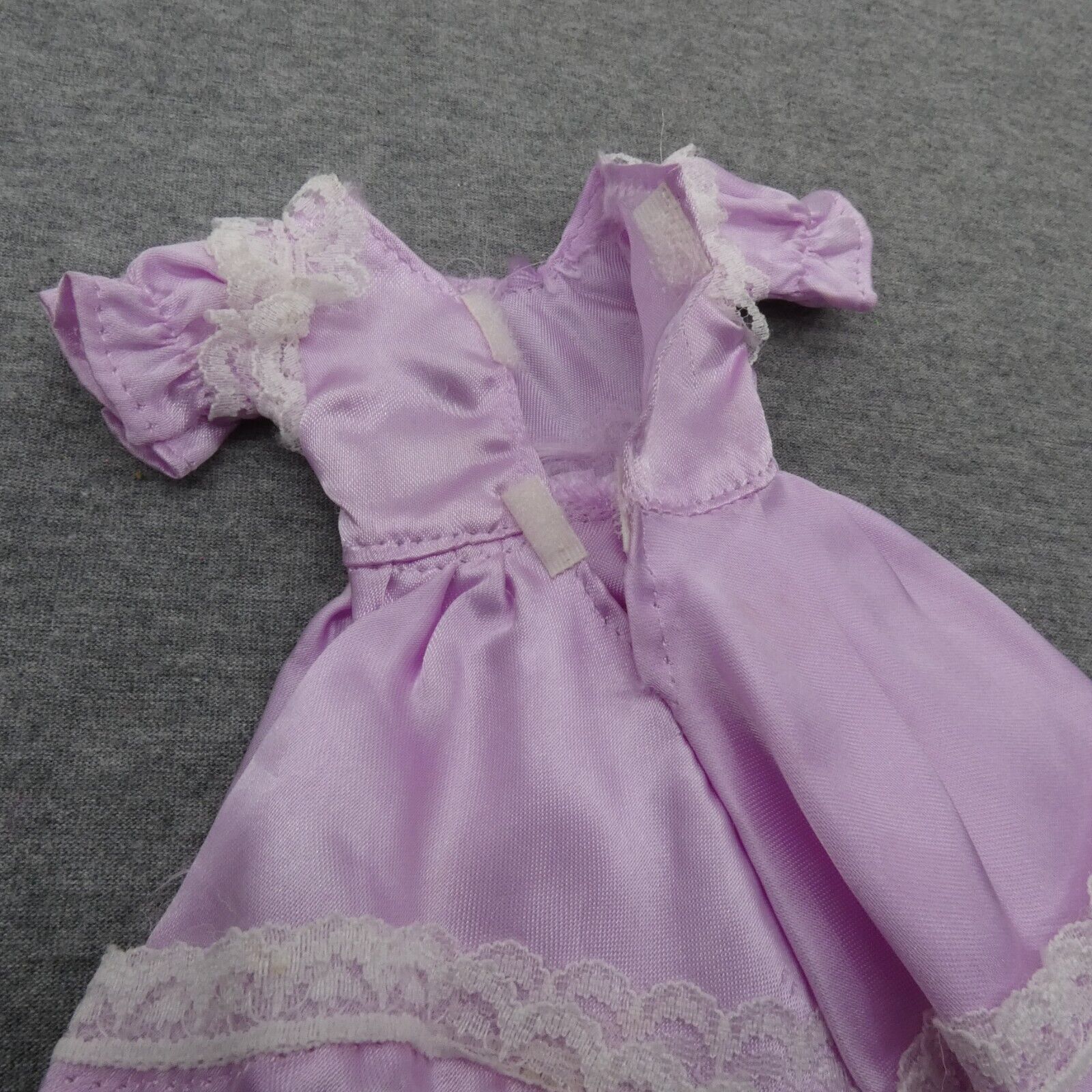 Barbie Doll Size Fashion Dress Purple Lavender White Lace Trim Gown