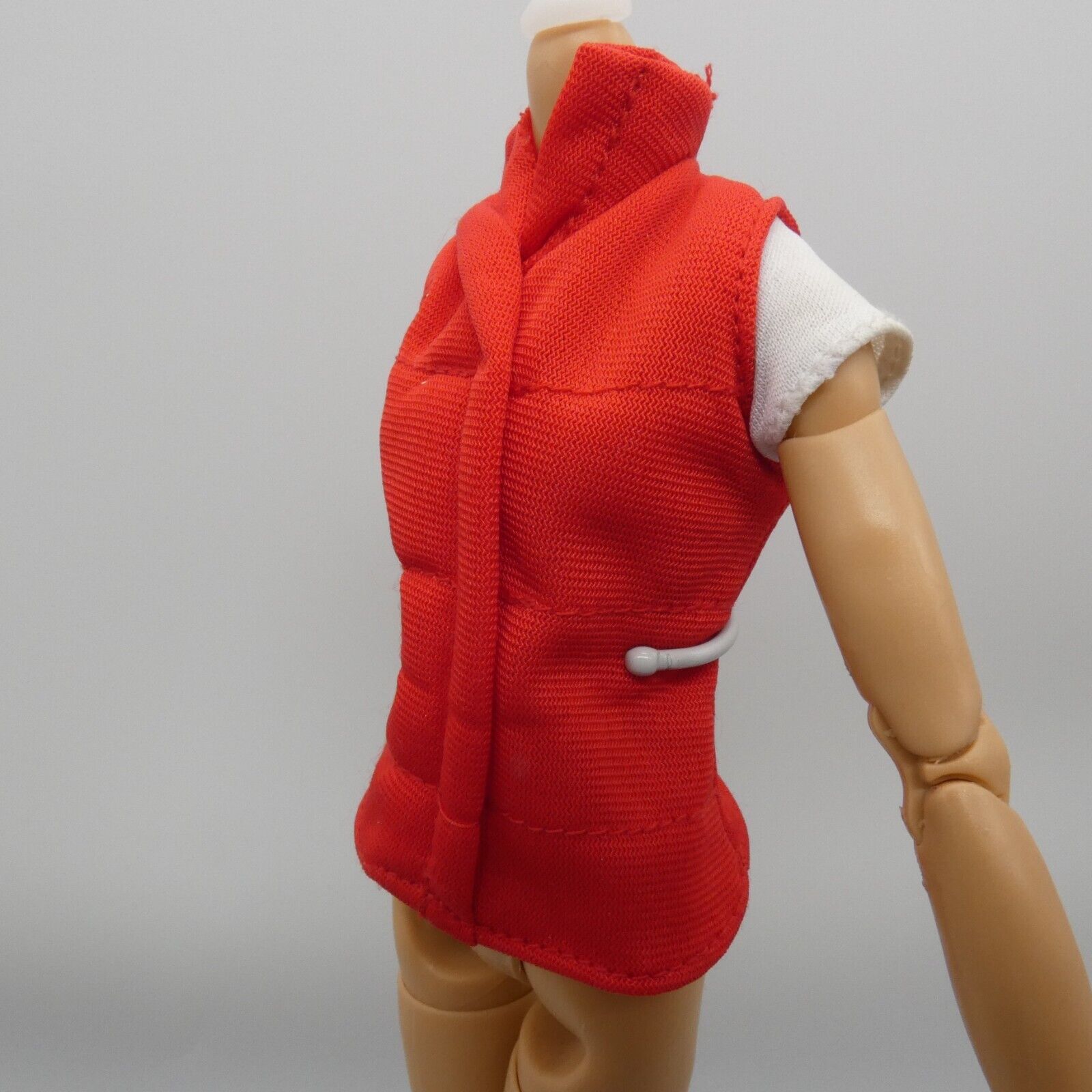 Barbie Doll Size Vest Top Red With White Undershirt Short Sleeve Outdoor Wear