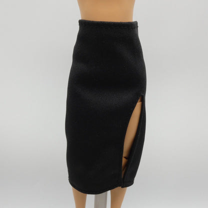 Barbie Doll Size Skirt Black Midi Pencil Side Slit Fits Fashionistas MTM