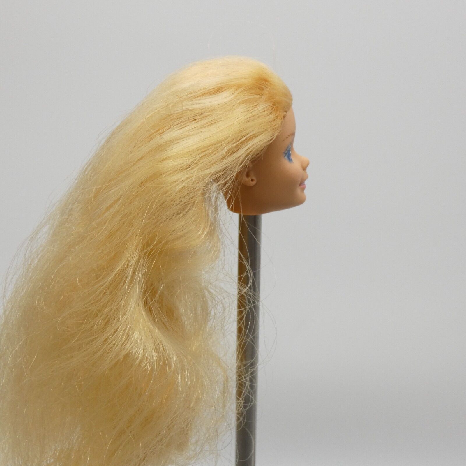 Barbie Doll Head Superstar Face Blonde Hair FOR REROOT Purple Eyes Mattel