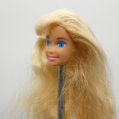 Barbie Snap 'N Play Doll Head Long Wavy Blonde Hair Bangs 1991 Mattel 3550