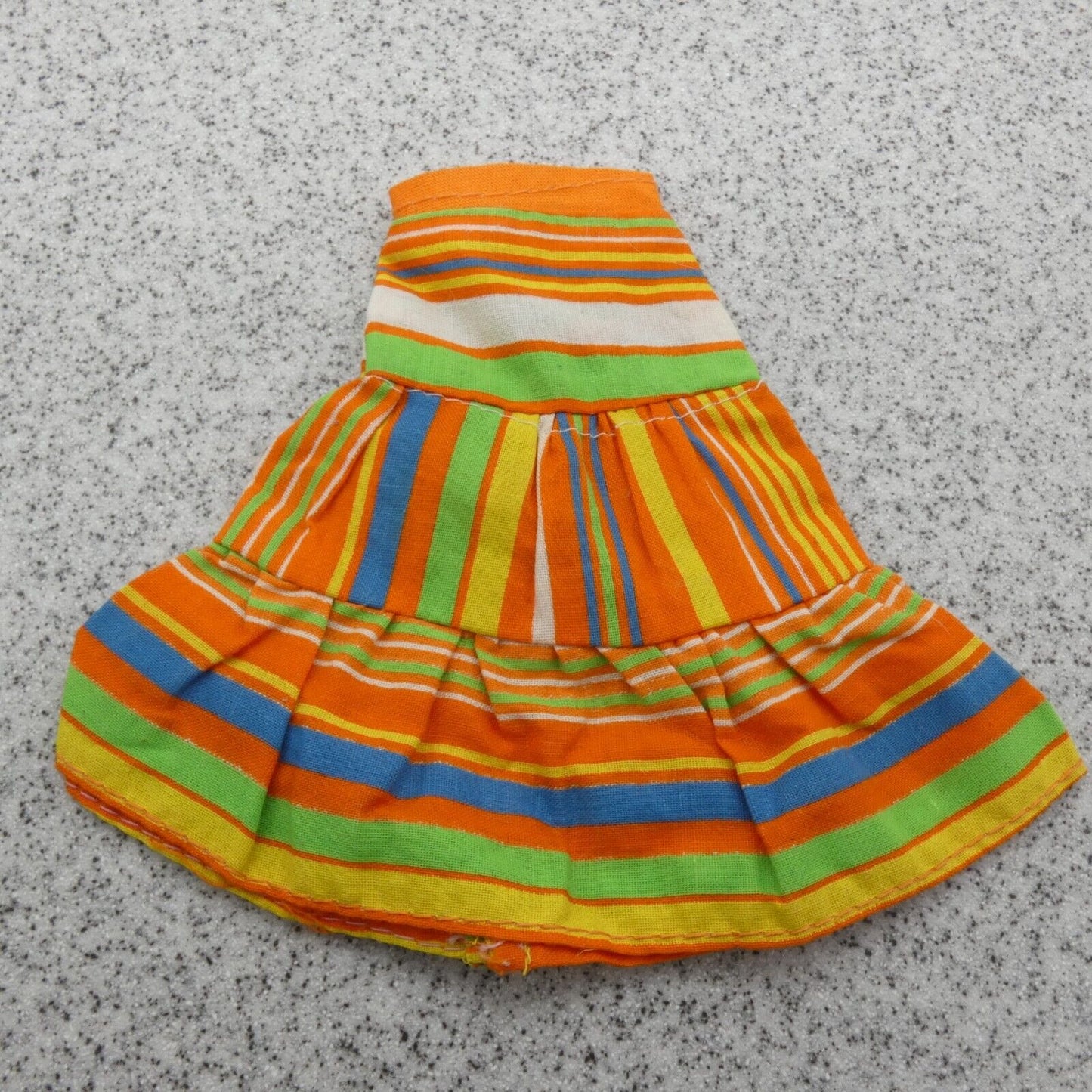 Barbie Doll Size Skirt Orange Multicolor Striped Flared Pleated 80s