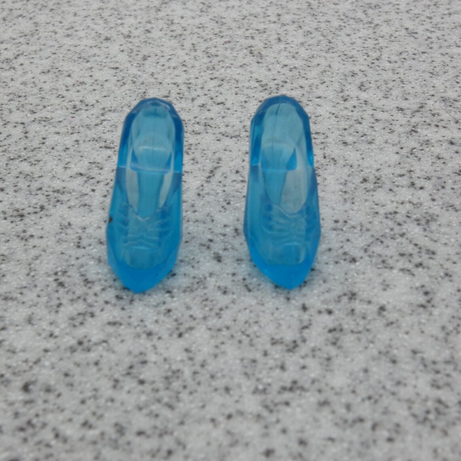 Barbie Doll Size Shoes High Heel Clear Blue Closed Pointed Toe Pumps B1 Clone