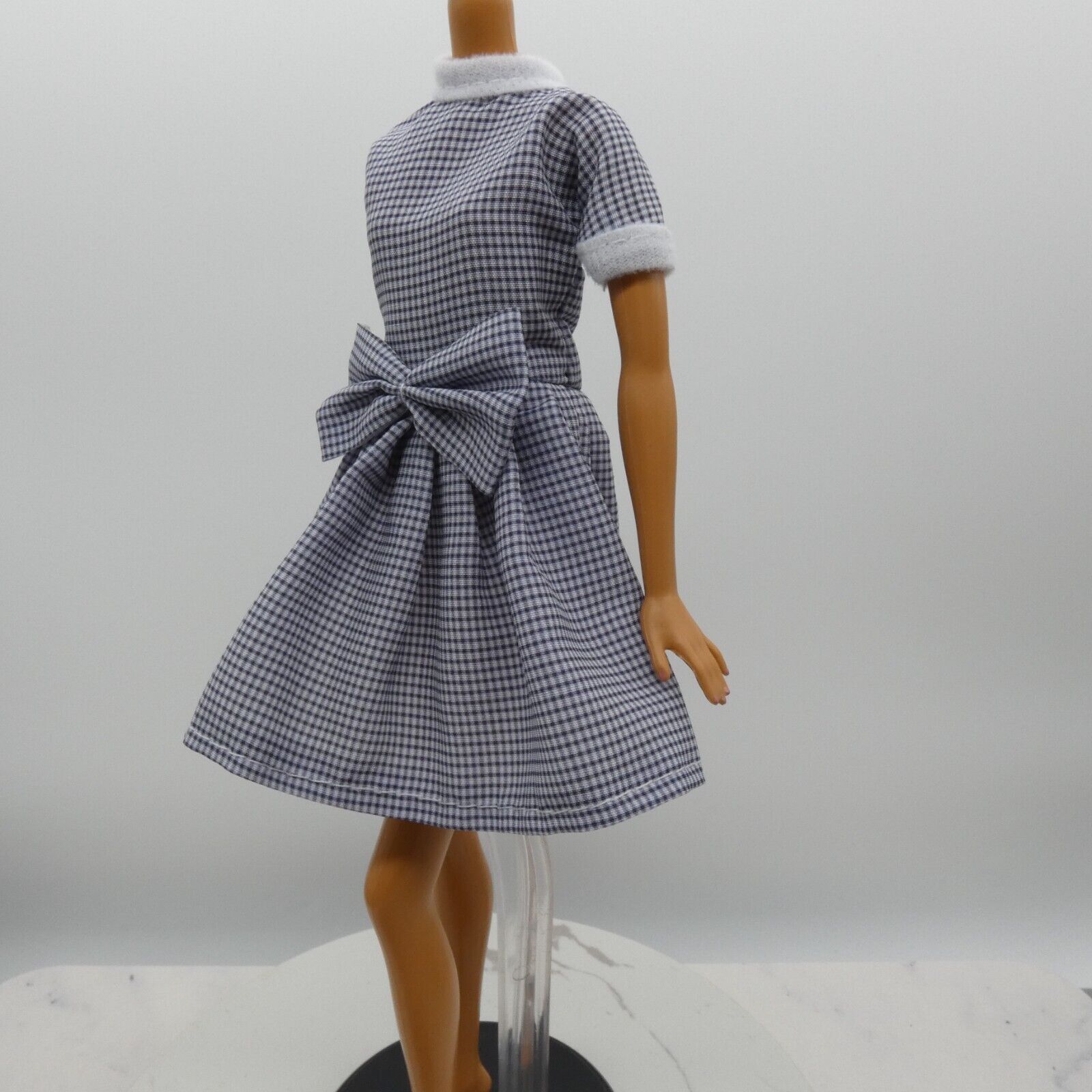 Barbie Doll Size Fashion Dress Black White Check Retro Lucy Fits Model Muse MTM