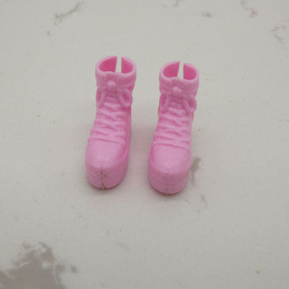 Barbie Doll Shoes Pink Platform Sneakers Flat Feet Laces Genuine Mattel MTM