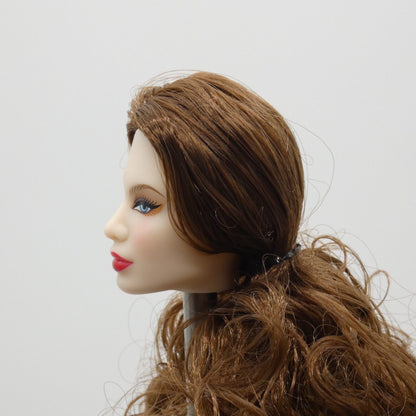 Xian Xian Fashion Doll Head Only Sultry Light Skin Curly Brown Hair Blue Eyes