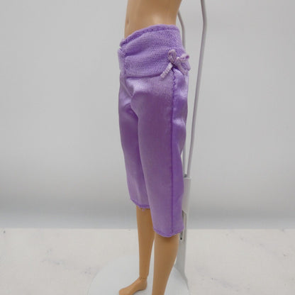 Barbie Doll Size Pants Purple Lavender Capri Knee Length Bows On Waistband