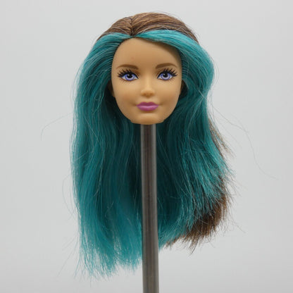 Barbie Closed Mouth Skipper Doll Head Brown Blue Hair Puppy Chase 2016 DMB27