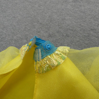 Barbie Doll Skirt Yellow Tutu Tulle Ribbon Trim Blue Belt Genuine Mattel