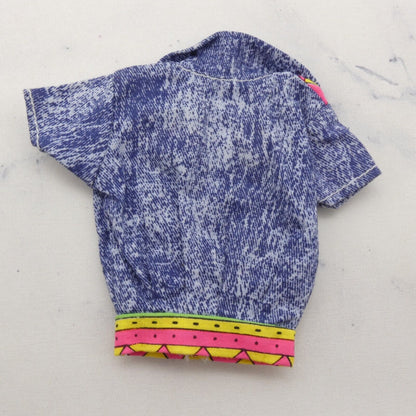 Barbie Jeans Week-End Fashions Doll Shirt Top Blue Acid Washed Denim Like 1993