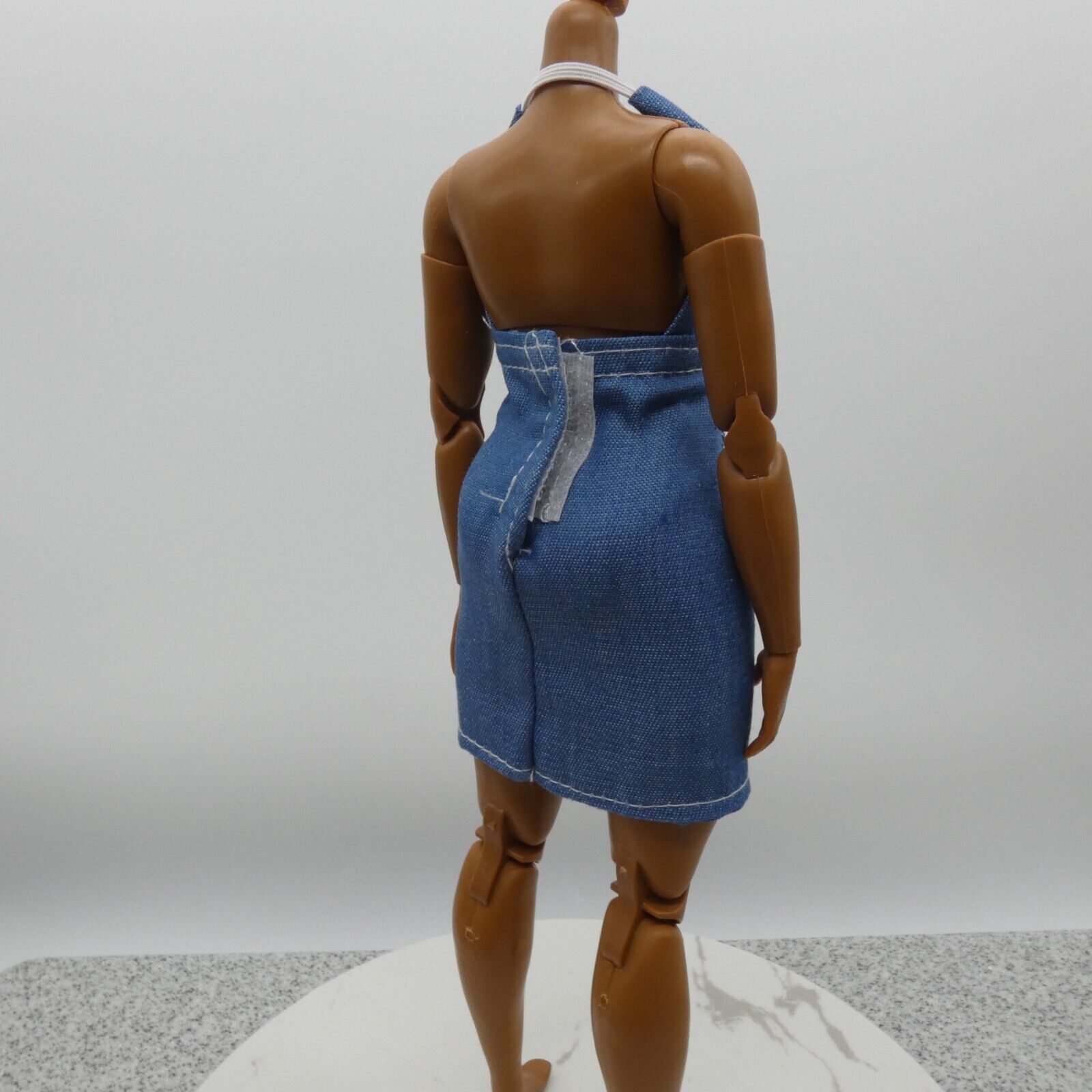 Barbie Doll Size Dress Blue Jean Denim Like Halter Fits Standard or Curvy Bodies