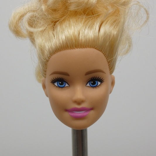 Barbie Gymnast Doll Head Millie Face Light Skin Curly Blonde Hair 2019 GJM72