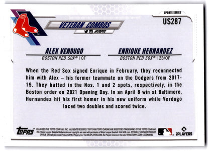 2021 Topps Chrome Update #US287 Alex Verdugo / Enrique Hernandez Sapphire NRMT