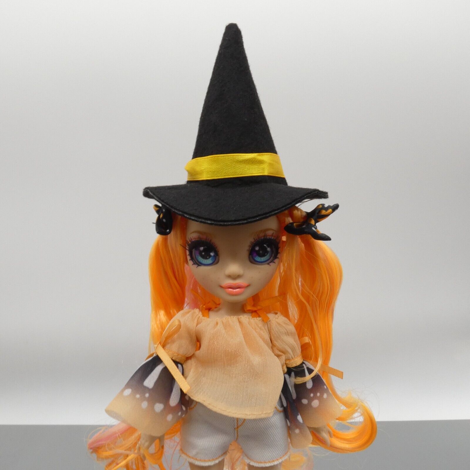 Rainbow Jr High Doll Size Witch Hat Only Black Pointed Yellow Band Halloween