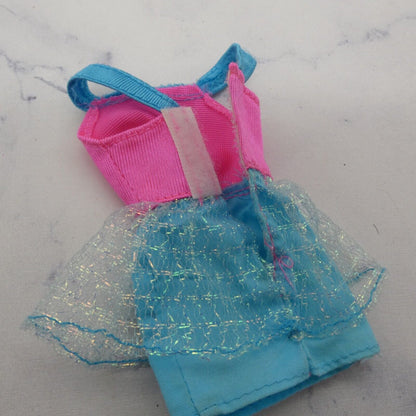 Barbie Doll Dress Pink Bodice Turquoise Blue Trim Sleeveless Genuine Mattel