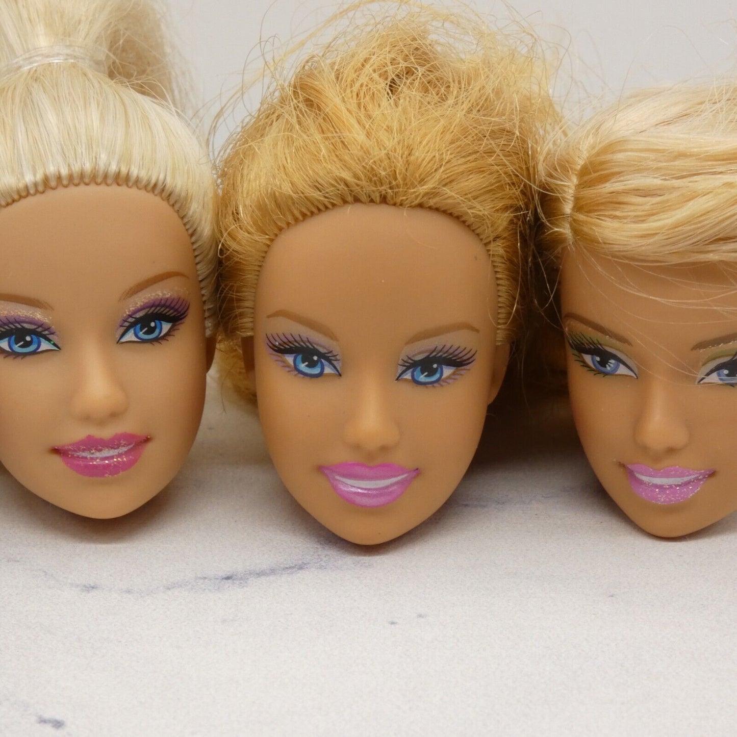 Barbie Doll Head Lot of 5 Heads Fashion Fever Face Blonde Blue Eyes Mattel JY25