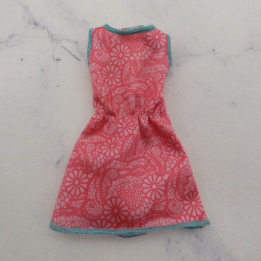 Barbie Doll Dress Coral Pink Sleeveless Teal Trim 2015 Friends Series DGX62