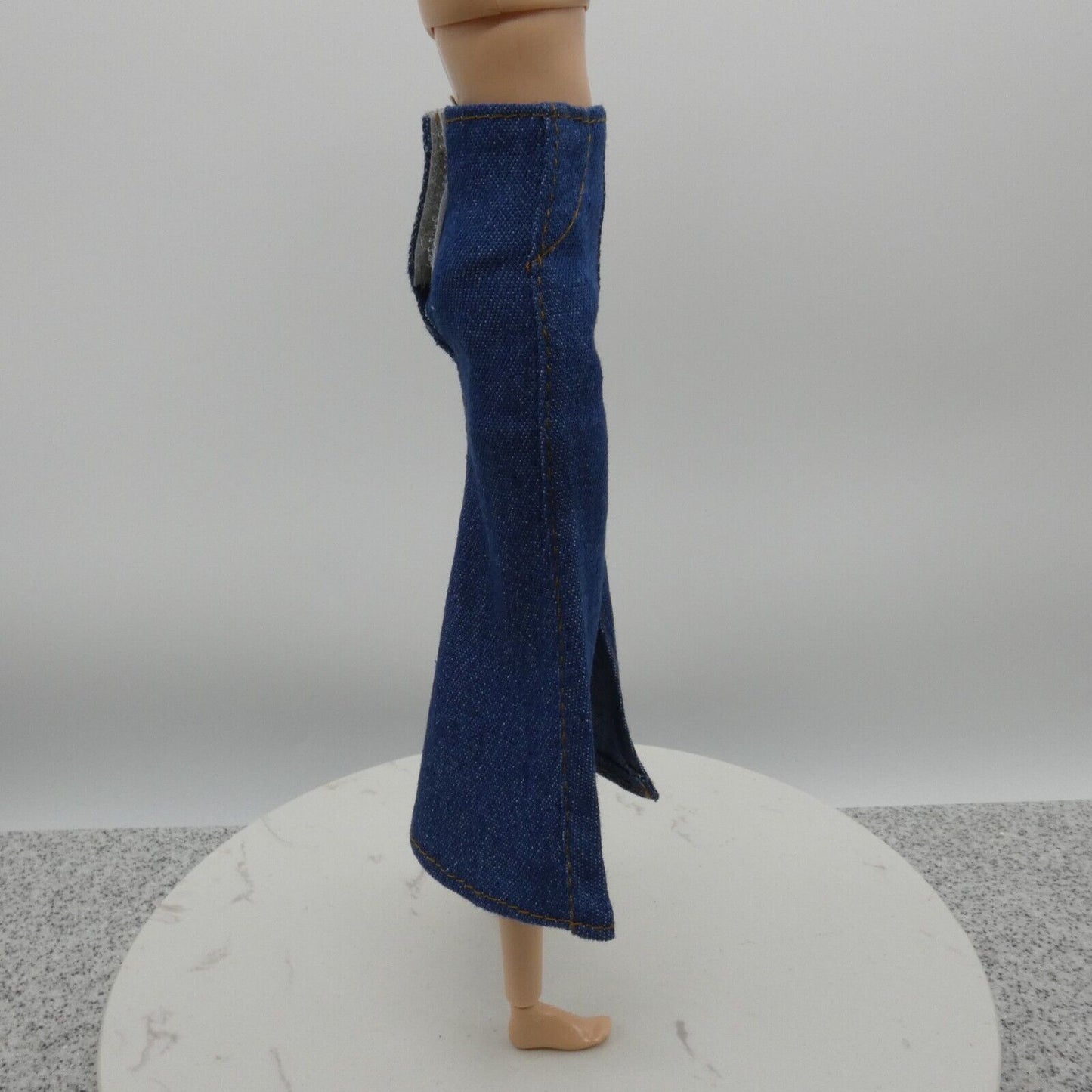 Barbie Doll Size Long Skirt Blue Jean Maxi A Line Slit High Waist Fit Model Muse