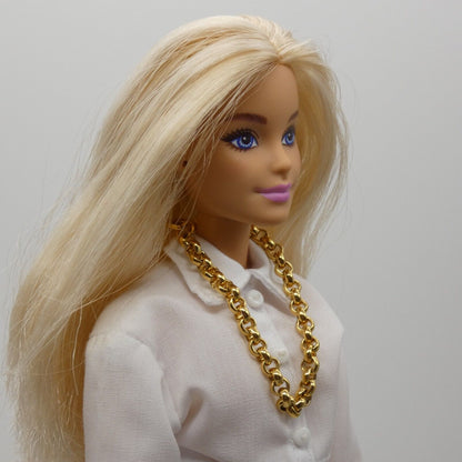 Barbie Doll Size Chunky Gold Tone Chain Necklace Classic Fashion Cable