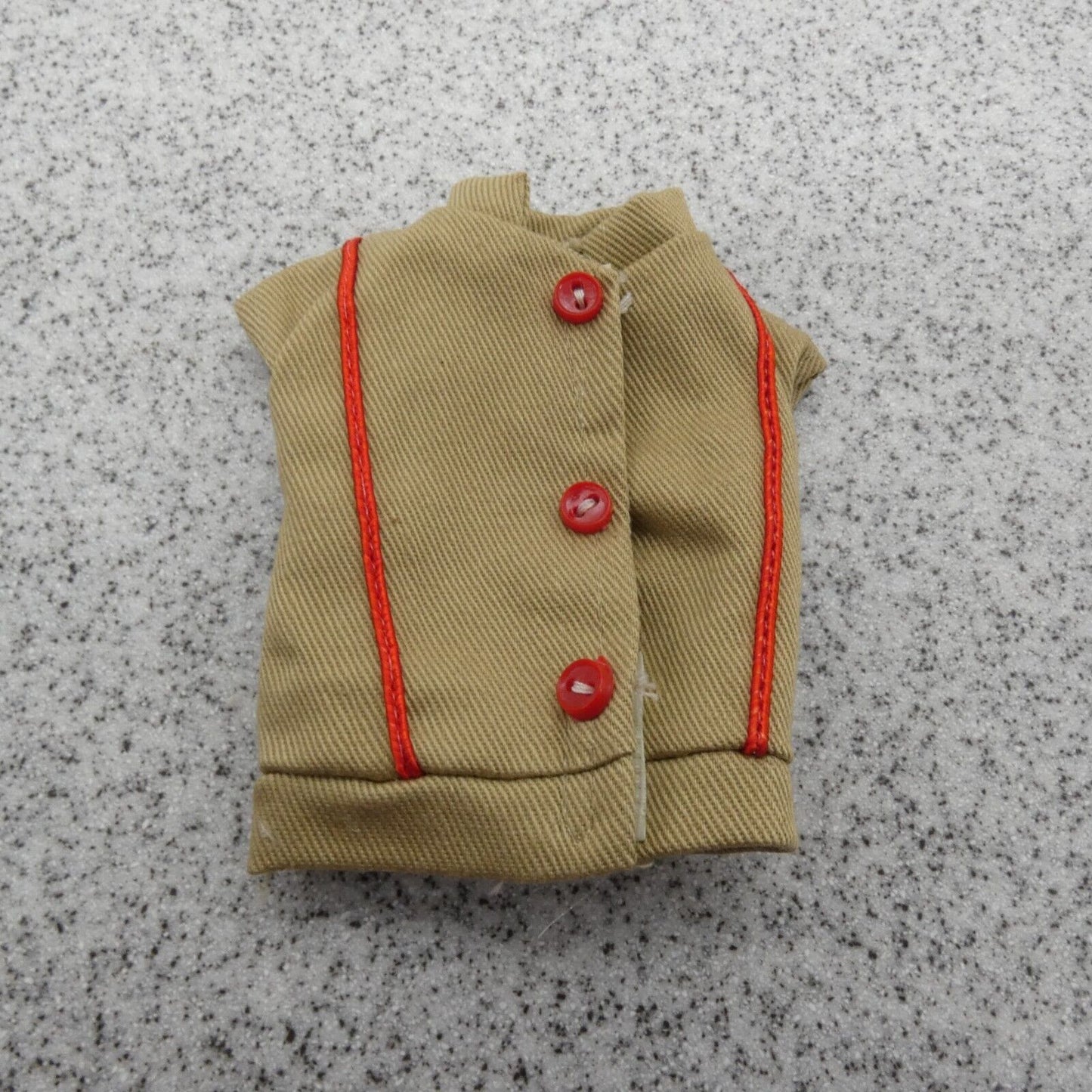 Barbie Doll Size Shirt Top Blouse Tan Khaki Beige Red Buttons Lucky Ind Co Clone