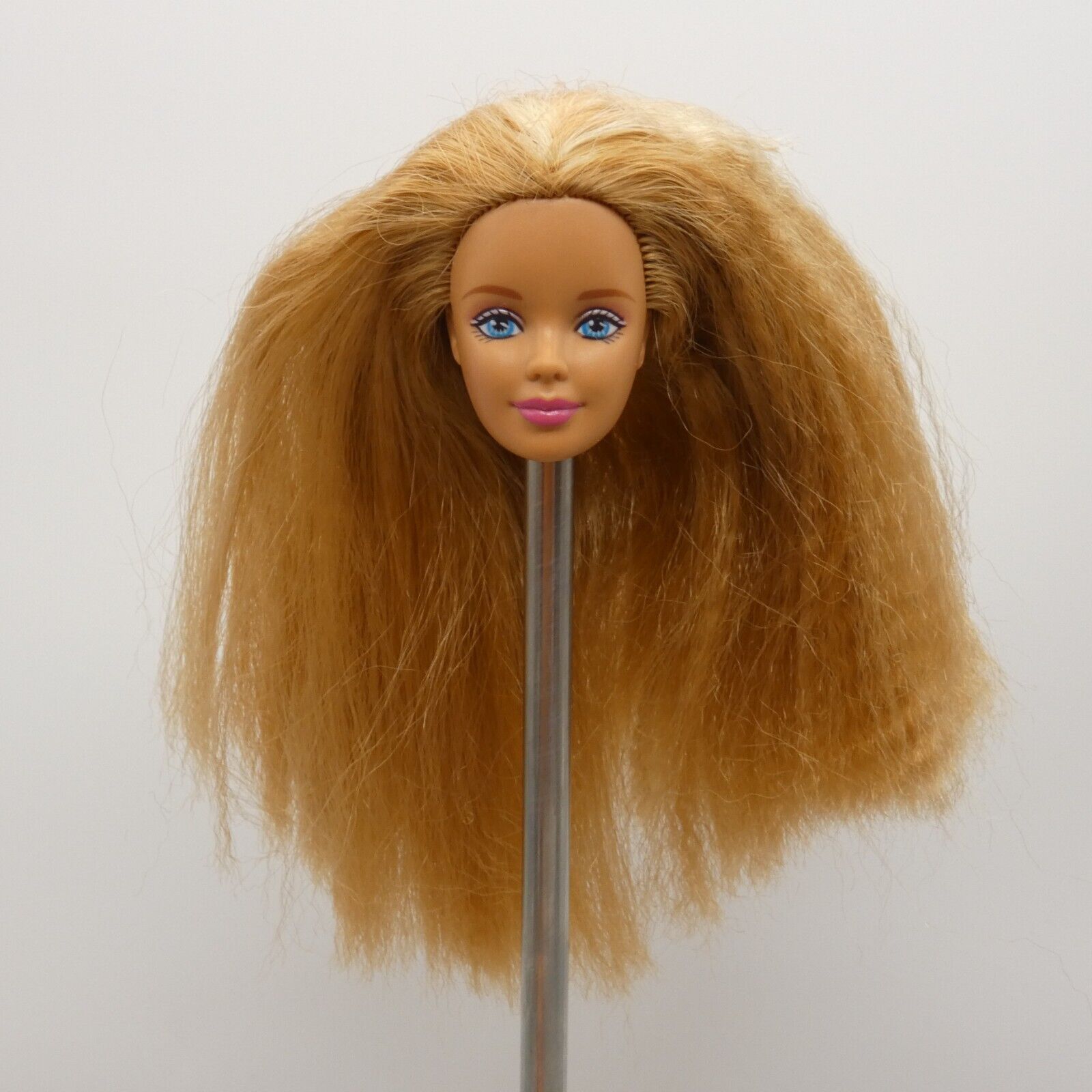 Barbie Butterfly Art Doll Head Mackie Face Red Crimped Hair Medium Light Skin