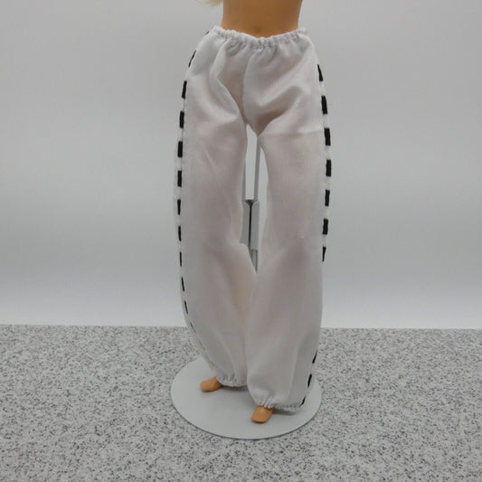 Barbie Doll Size Pants White Black Stripes Baggy See-thru Sheer Fit Fashionistas