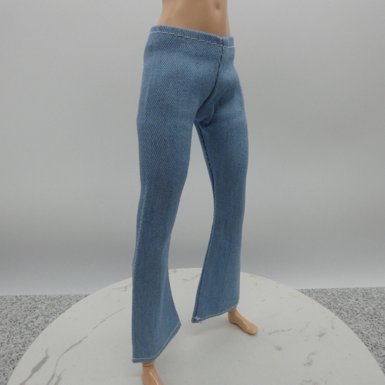 Barbie Doll Size Jeans Light Wash Blue Pants Wide Leg Mid Waist Flare Ankle