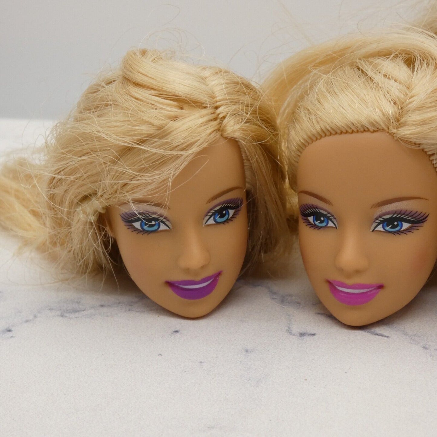 Barbie Doll Head Lot of 5 Heads Fashion Fever Face Blonde Blue Eyes Mattel JY25