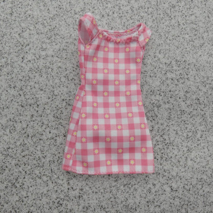 Barbie Doll Fashion Dress Pink White Checkered Sleeveless 2021 Mattel HCK75