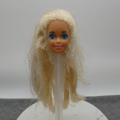 Barbie Mermaid Doll Head Only 1992 SuperStar Blonde Tinsel Hair 1434 Mattel