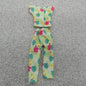 Barbie Doll Size Outfit Pajama PJ Set Top Pants Green Tropical Floral Clone