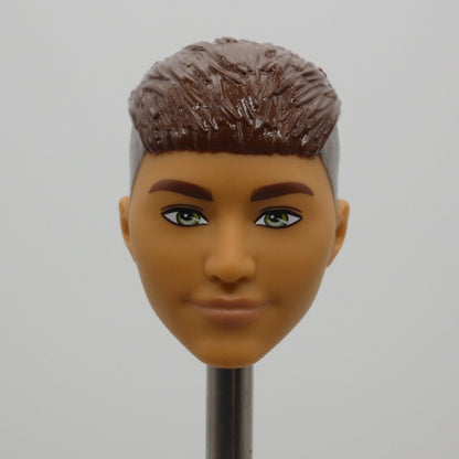 Barbie Fashionistas 195 Ken Doll Head Brown Hair French Crop Green Eyes HJT59 Y6