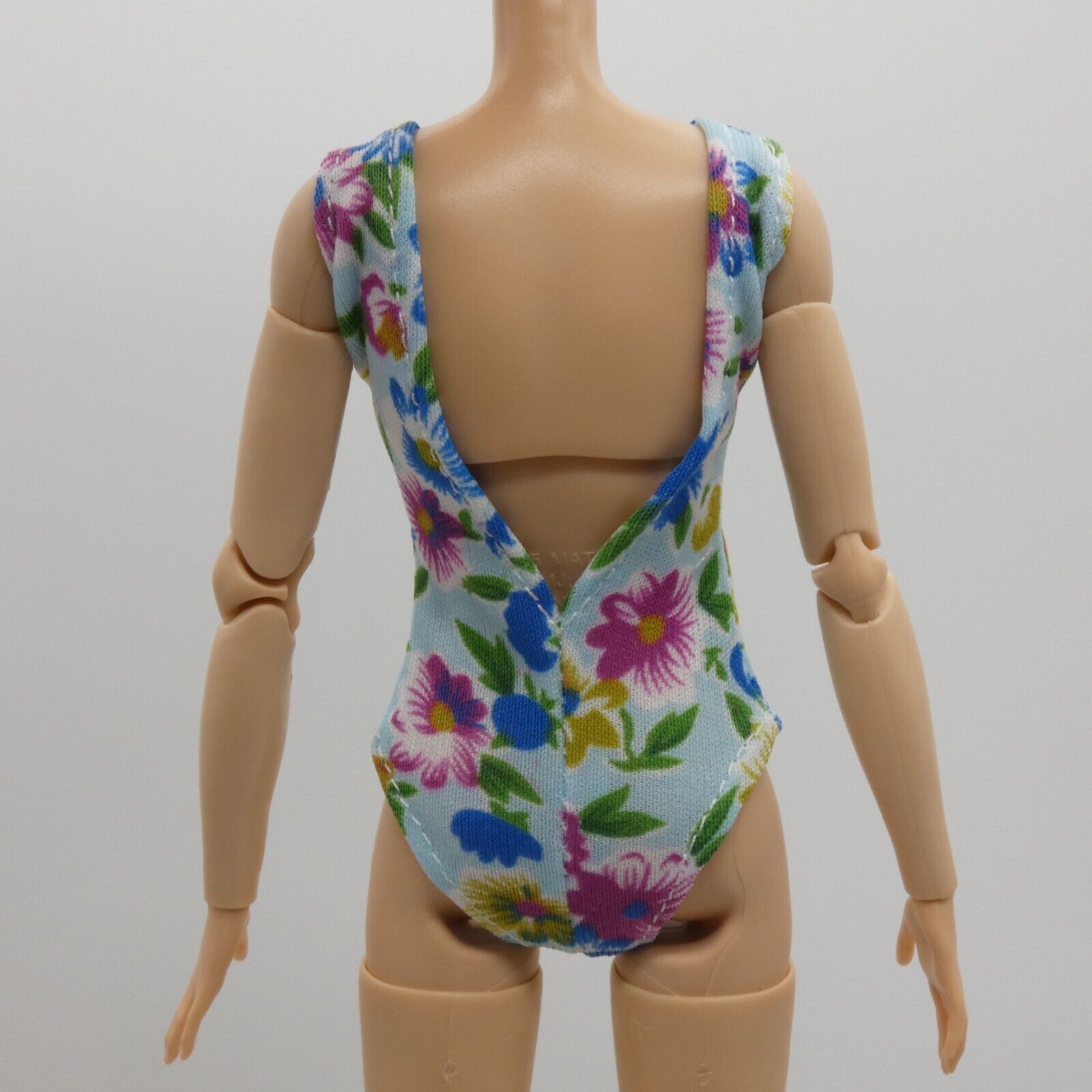 Barbie Doll Size Swimsuit Blue Floral Bathing Suit One Piece Modest Fits MTM