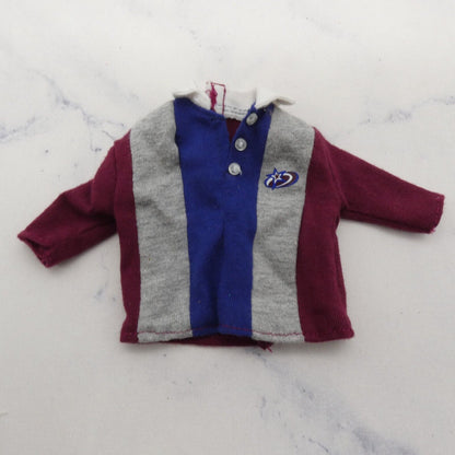 Ken Fashion Avenue Doll Shirt Top Burgundy Striped Polo 1997 Barbie Mattel 18099