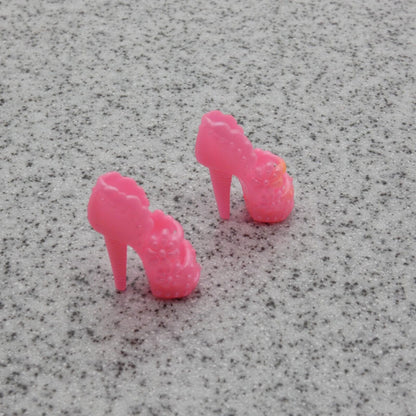 Barbie Doll Size Shoes High Heel Pink Open Toe Sandals For Articulated Clone