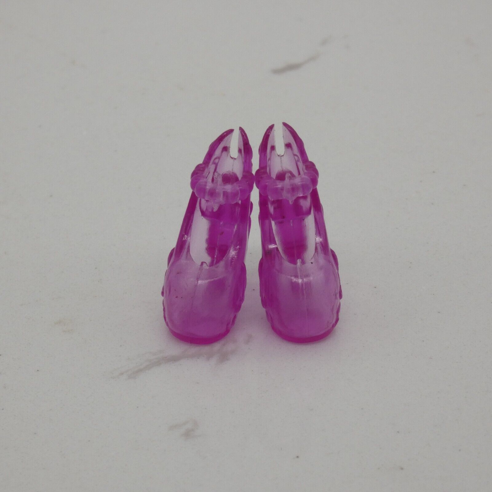 Barbie Doll Size Shoes High Heel Pink Purple Clear Closed Toe Hearts Ankle Strap