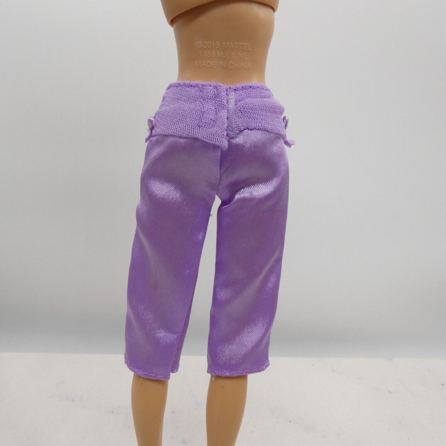 Barbie Doll Size Pants Purple Lavender Capri Knee Length Bows On Waistband