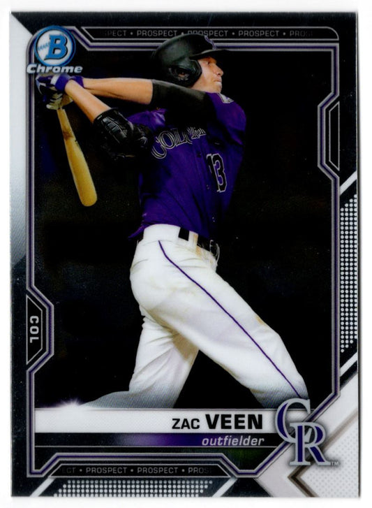 2021 Bowman Chrome Prospects Zac Veen Colorado Rockies #BCP-3 002