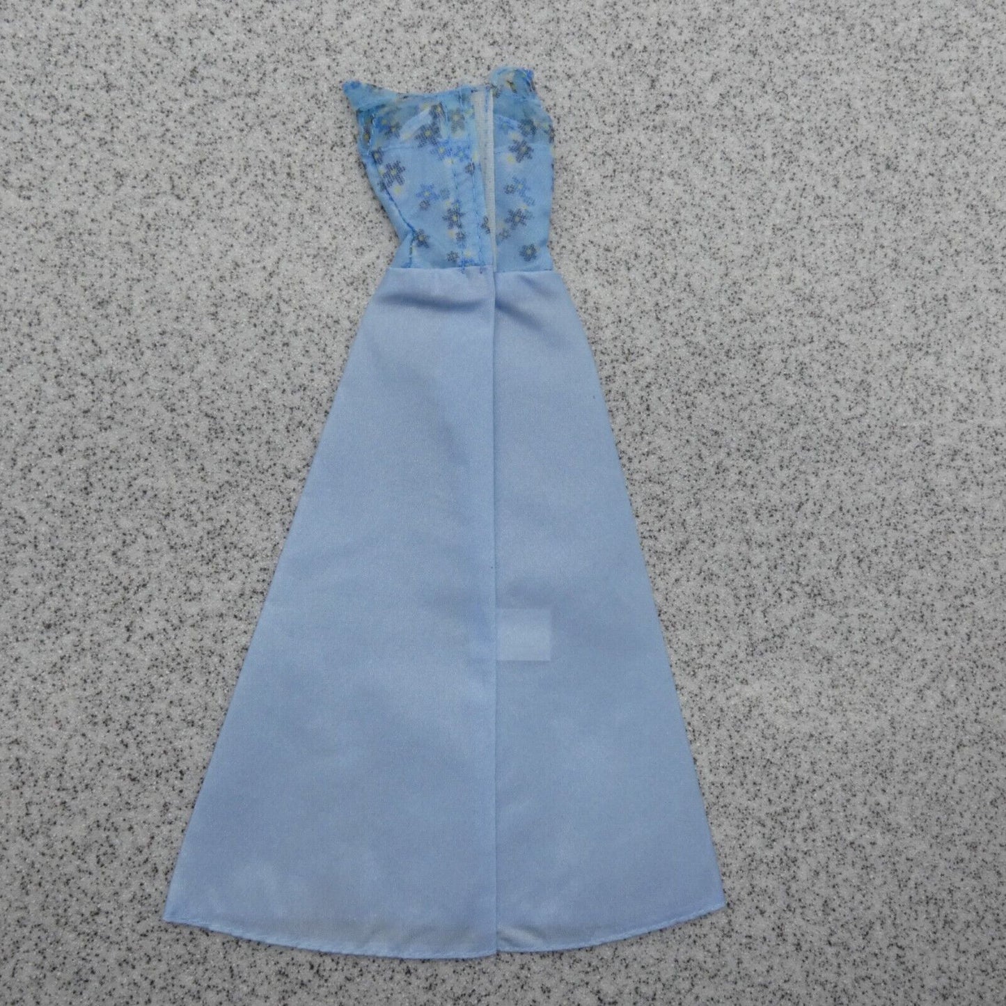 Barbie Doll Fashion Dress Blue Gown Sleeveless Floral Bodice Genuine Mattel