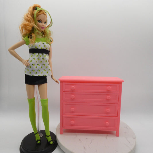 1/6 Scale Doll Furniture Bedroom Dresser Pink 1:6 Barbie Integrity Toys Diorama