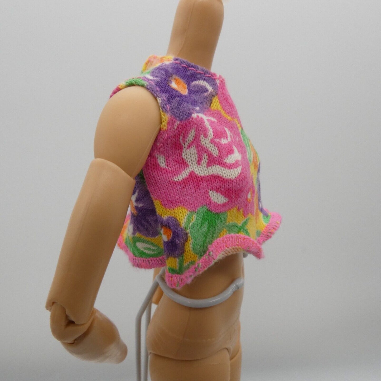 Barbie Stacie Doll Size Shirt Top Multicolor Floral Sleeveless Ruffle Hem