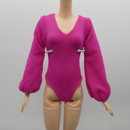 Barbie Doll Bodysuit Pink Magenta Long Sleeve Fits Bellybutton Fashionistas Tall