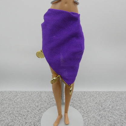 Barbie Doll Size Skirt Side Wrap Purple Gold Tone Dangle Sun Medallions