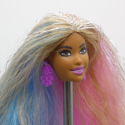 Barbie Fantasy Hair Doll Head Carnaval Face AA Pink Blue Blonde Hair 2020 GHN05