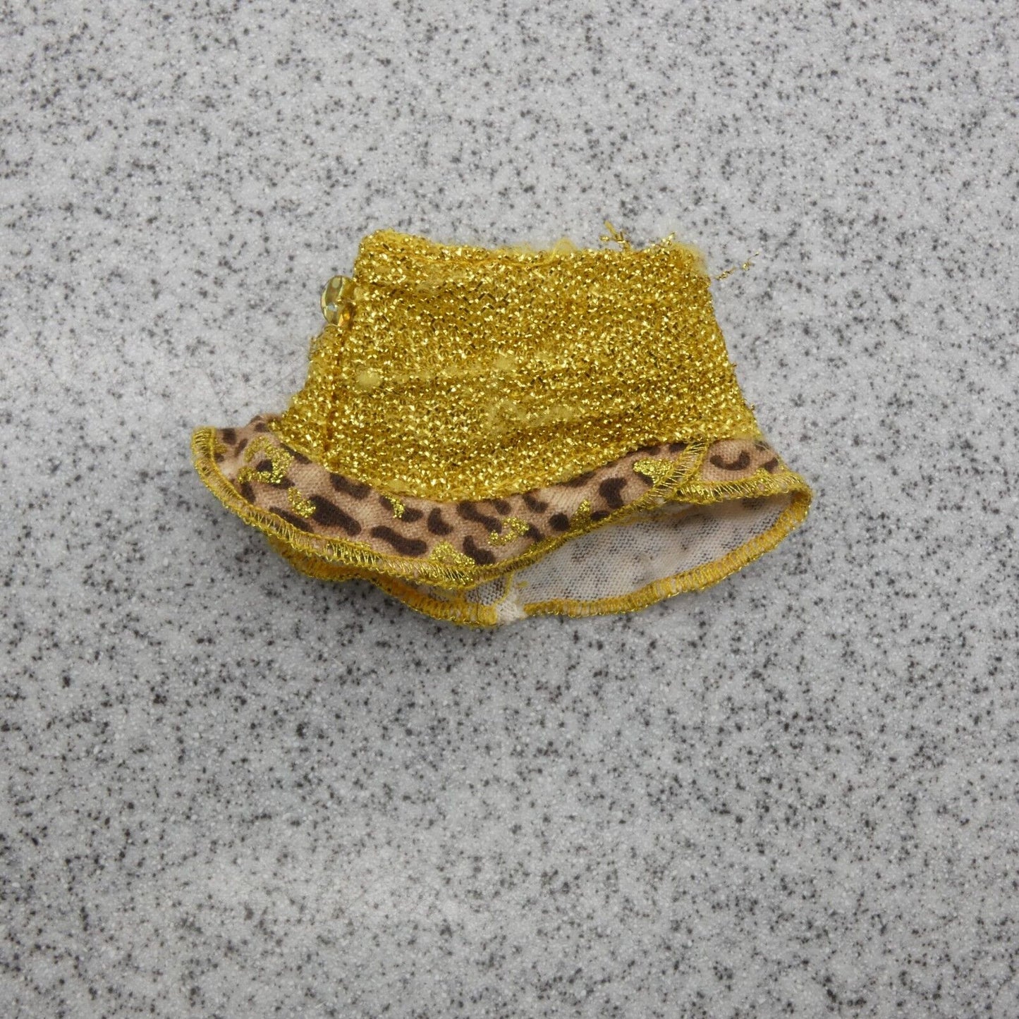 Barbie Doll Mini Skirt Gold Sparkle Cheetah Print Ruffle Hem No Belt Mattel